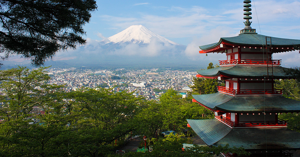 Utsikt over Mount Fuji i Japan